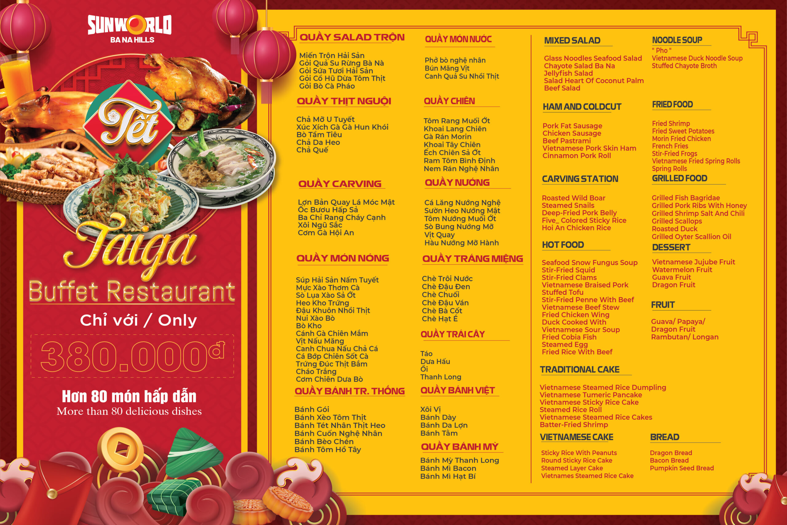 Menu Buffet trưa tại nhà hàng Taiga
